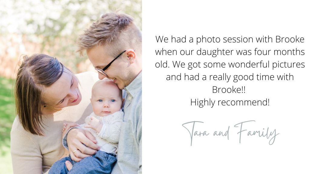 Family of three snuggling, review of baby photographer